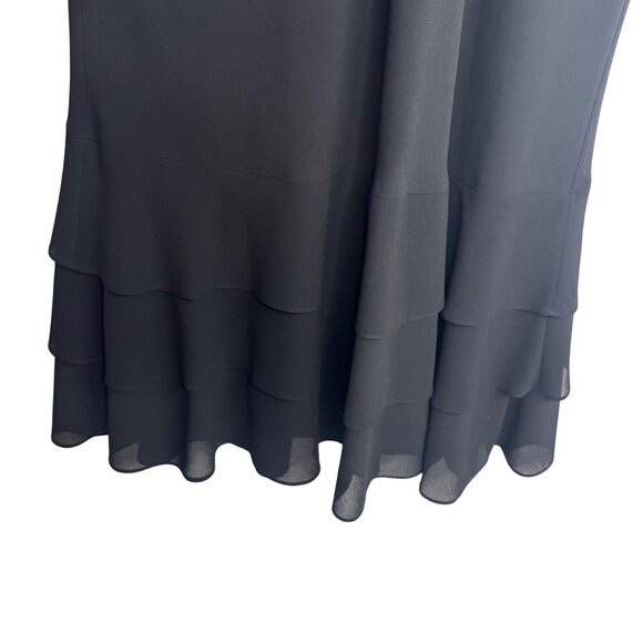 Vintage Fashion Bug Black Tiered Hem Short-Sleeve VNeck Dress Whimsigoth Size 14 - Picture 4 of 8